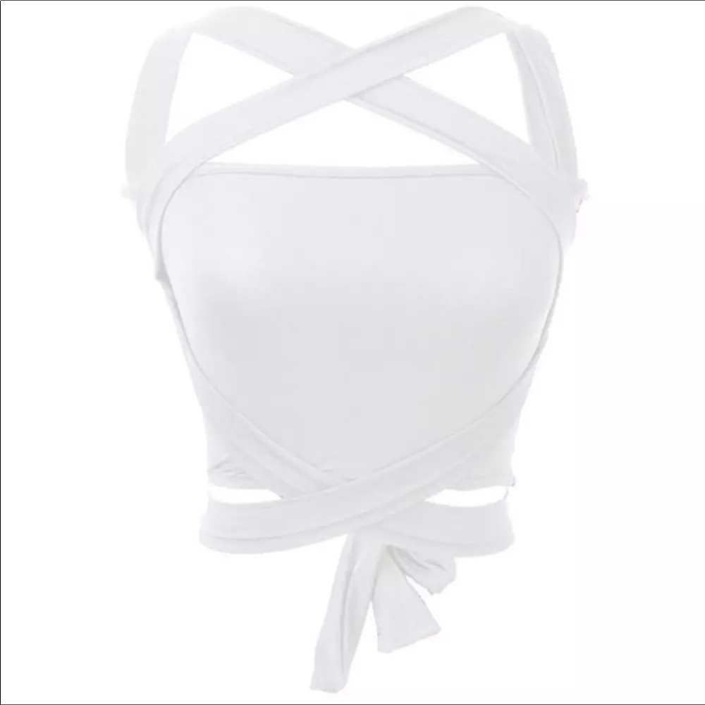 White Cris Cross Crop Top